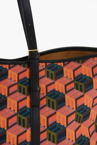 Maxi Tote Bag Mit Abstraktem Motiv Und Lederbesätzen
