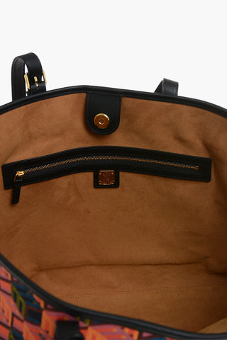 Maxi Tote Bag Mit Abstraktem Motiv Und Lederbesätzen