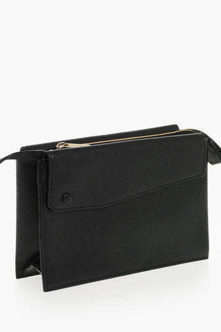 Hammered Leather Shoulder Bag With Gold-Effect Closure