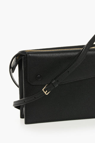 Hammered Leather Shoulder Bag With Gold-Effect Closure