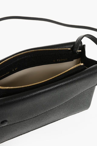 Hammered Leather Shoulder Bag With Gold-Effect Closure
