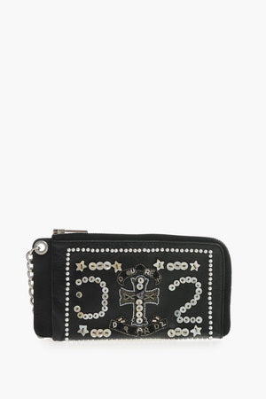 Portafoglio Effetto Vintage in Pelle con Paillettes