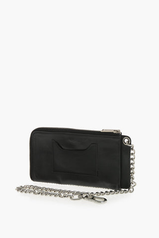 Vintage-Effect Leather Wallet with Sequins