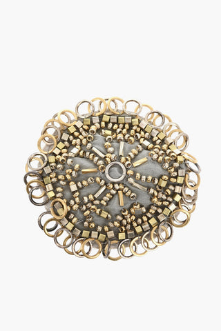 Beaded Brooch with Gold Finish