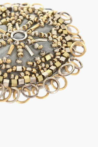 Beaded Brooch with Gold Finish