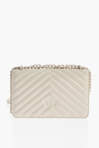 Leather Shoulder Bag LOVE ONE MINI with Chevron Pattern and Iconic Detail