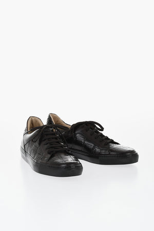 ID Crocodile Leather Lace-Up Sneakers