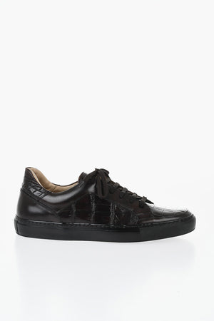 ID Crocodile Leather Lace-Up Sneakers