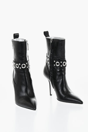 Stivaletti in Pelle Spazzolata con Dettagli Eyelets 11cm