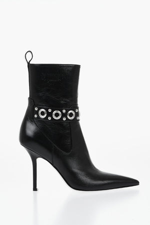 Stivaletti in Pelle Spazzolata con Dettagli Eyelets 11cm