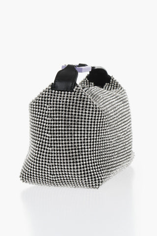 Lederhandtasche MOON mit Allover-Kristallen