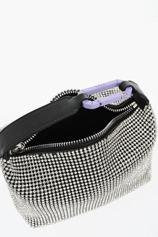 Lederhandtasche MOON mit Allover-Kristallen
