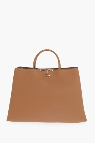 Hammered Leather Top-Handle Bag with Gold Detail