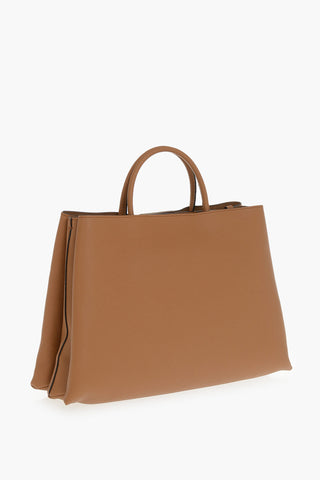 Hammered Leather Top-Handle Bag with Gold Detail