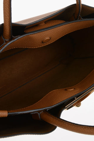 Hammered Leather Top-Handle Bag with Gold Detail