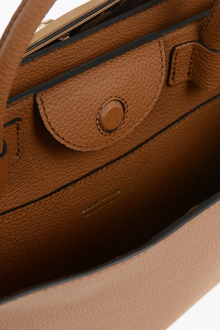 Hammered Leather Top-Handle Bag with Gold Detail