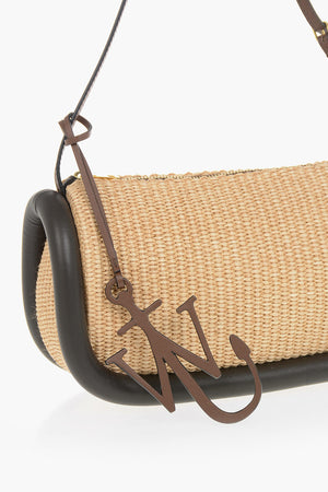 Raffia Shoulder Bag THE BUMPER With Leather Trims