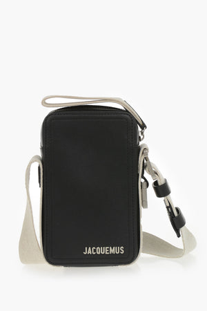 Borsa In Pelle Con Tracolla in Tessuto
