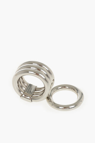 Set aus 4 Paar Ringen aus Messing mit silberfarbener Optik