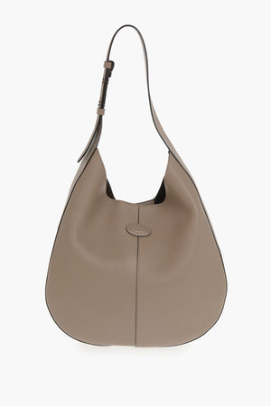 Solid-Color Leather Shoulder Bag