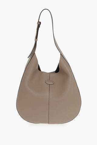 Solid-Color Leather Shoulder Bag