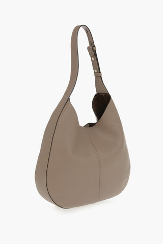Solid-Color Leather Shoulder Bag