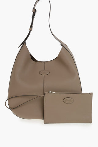 Solid-Color Leather Shoulder Bag