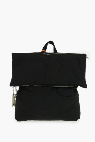 Solid-Color Nylon Backpack METEOR With Leather Trims