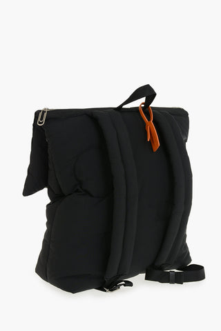Solid-Color Nylon Backpack METEOR With Leather Trims