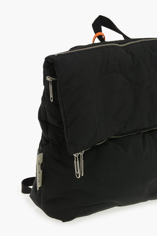 Solid-Color Nylon Backpack METEOR With Leather Trims