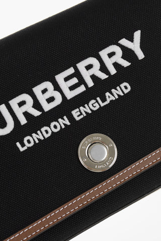 Fabric And Leather Shoulder Bag With Embroidered Logo