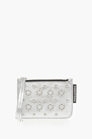 Lamé Leather Card Holder with Eyelets