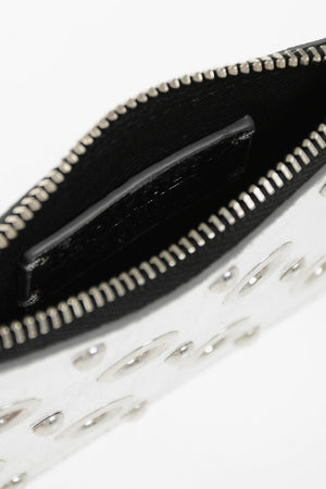 Lamé Leather Card Holder with Eyelets
