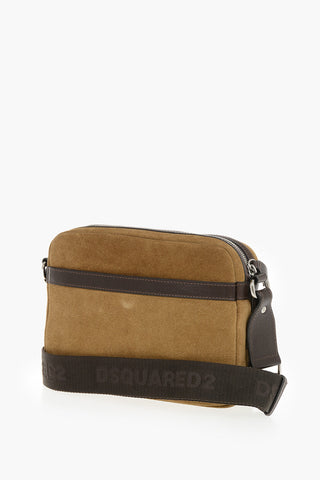 Suede Crossbody Bag With External Pocket