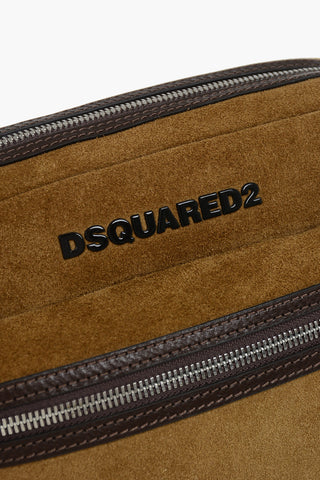 Suede Crossbody Bag With External Pocket