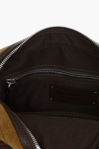 Suede Crossbody Bag With External Pocket