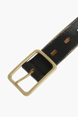 Vintage Leather Belt With 30mm Rectangular Buckle