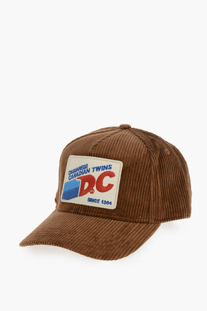 Ribbed Velour Baseball Cap With Embroidered Patch