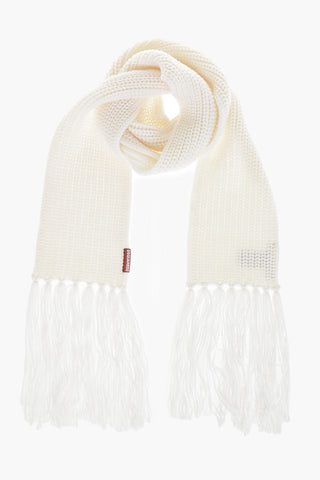 Wool Scarf with Fringed Hem