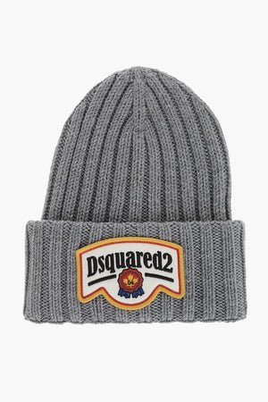 Wool Beanie Hat With Logo Patch