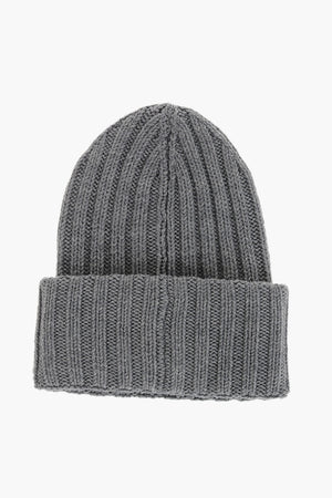 Wool Beanie Hat With Logo Patch
