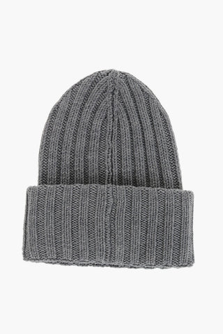 Wool Beanie Hat With Logo Patch