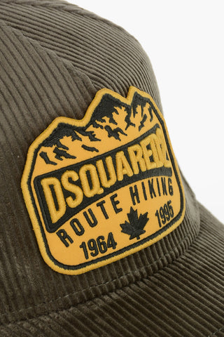 Ribbed Velour Baseball Cap with Embroidered Patch