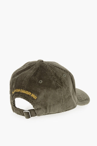 Ribbed Velour Baseball Cap with Embroidered Patch
