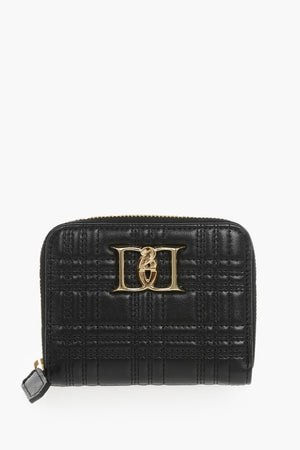 Quilted Leather Wallets With Zip Closure