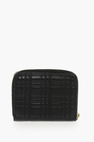 Quilted Leather Wallets With Zip Closure