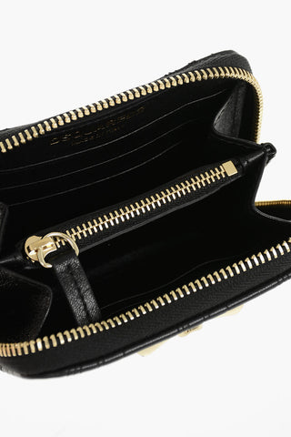 Quilted Leather Wallets With Zip Closure