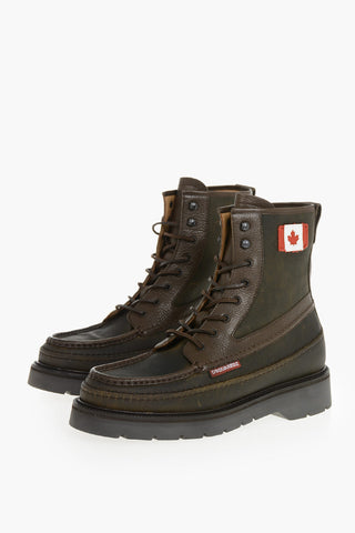 레이스업 앵클 부츠 CANADIAN FLAG 가죽