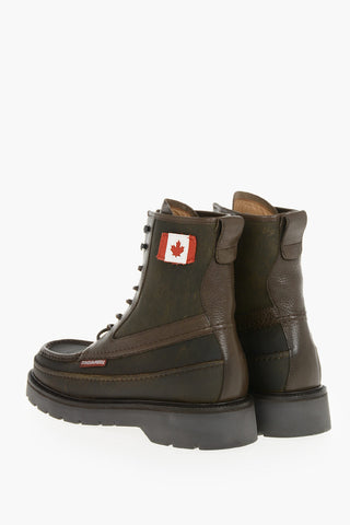 레이스업 앵클 부츠 CANADIAN FLAG 가죽
