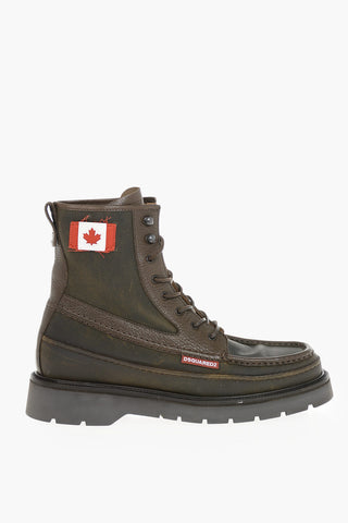 레이스업 앵클 부츠 CANADIAN FLAG 가죽